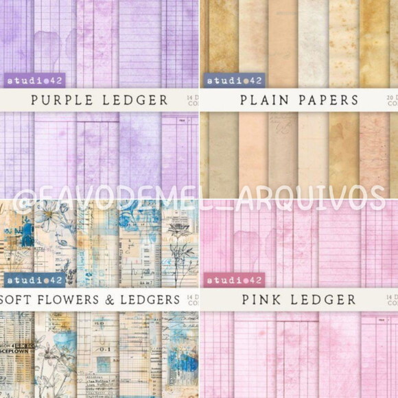 Combo Papéis Digitais Vintage 02 - 16 Kits 236 Papéis