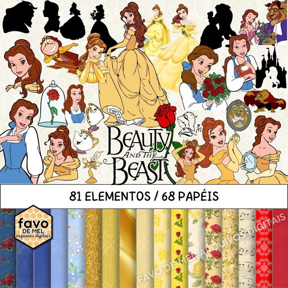 Kit Digital a Bela e a Fera - Mega Pack Png Jpg
