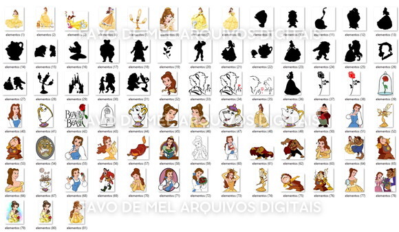 Kit Digital a Bela e a Fera - Mega Pack Png Jpg