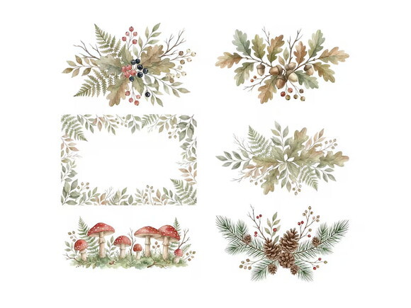 Kit Digital Alfabeto Bosque Aquarela Premium