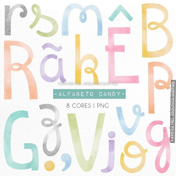 Kit Digital Alfabeto Candy Color - Cores Pastel Png