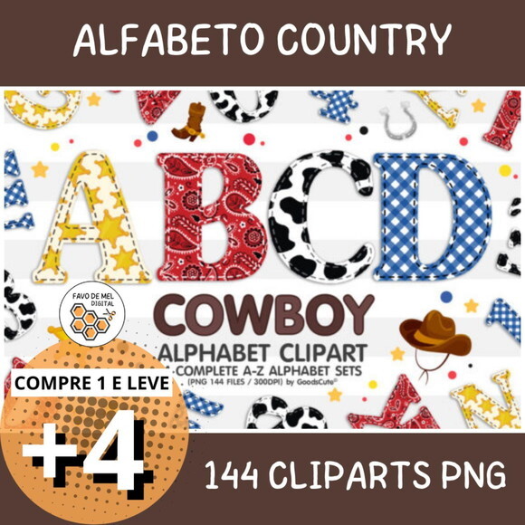 Kit Digital Alfabeto Country - Cowboy Abecedário