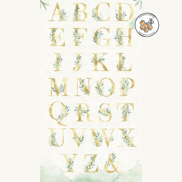 Kit Digital Alfabeto Dourado Folhagem - Gold Foliage Premium