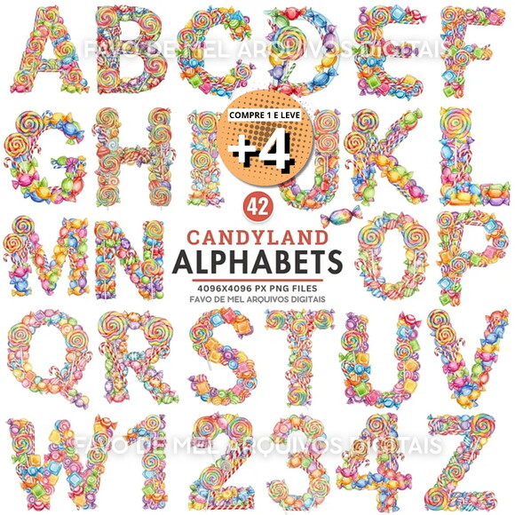 Kit Digital Alfabeto Mundo Doce Candyland Png