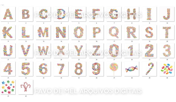 Kit Digital Alfabeto Mundo Doce Candyland Png