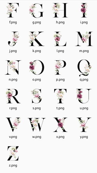 Kit Digital Alfabeto Preto Floral