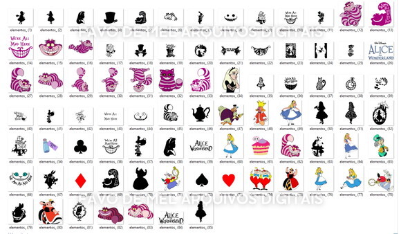 Kit Digital Alice no País das Maravilhas - Mega Pack Png Jpg
