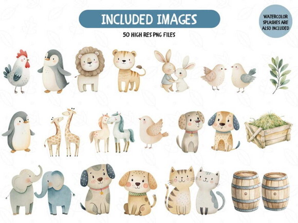 Kit Digital Arca de Noé Aquarela #13 Png