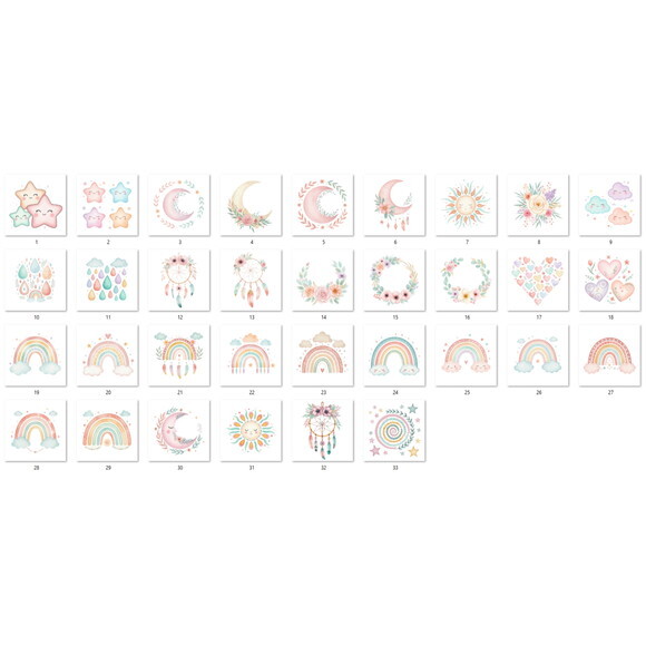 Kit Digital Arco-íris Aquarela #3 Boho Rainbow Baby Pastel