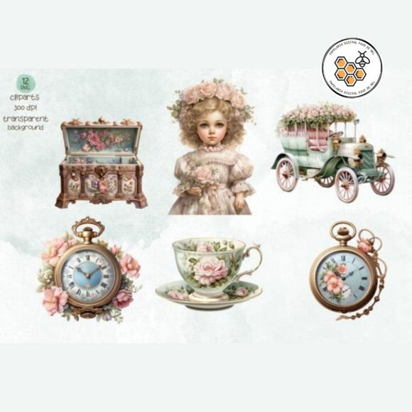 Kit Digital Artigos Vintage - Pastel Vintage