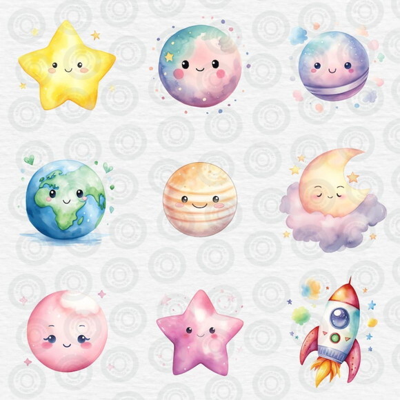 Kit Digital Astronauta Espaço Aquarela - Cute Space (cc)