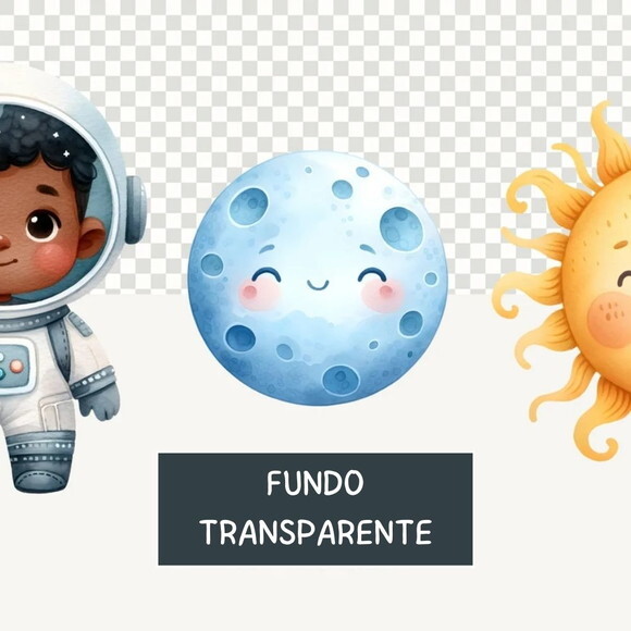 Kit Digital Astronauta Espaço Aquarela Png Cute #10