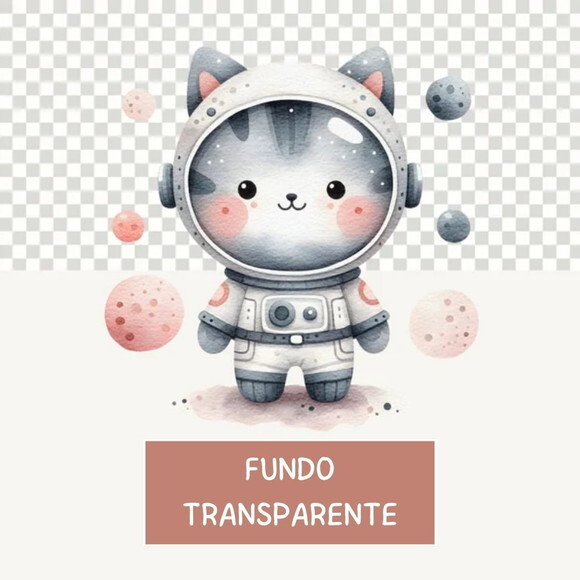 Kit Digital Astronauta Rosa Aquarela Premium - Pink Space