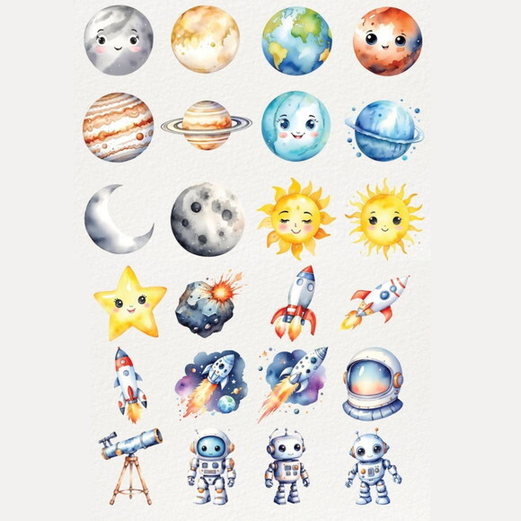 Kit Digital Astronautas no Espaço Aquarela Premium (dcsa)