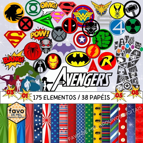 Kit Digital Avengers Vingadores - Mega Pack