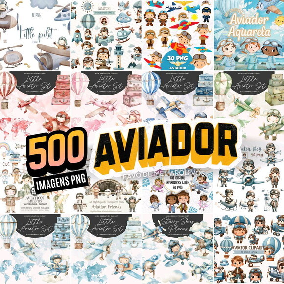 Kit Digital Aviador - Mega Pack 16 Kits 500 Elementos