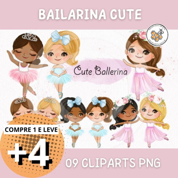 Kit Digital Bailarina Aquarela - Cute Ballerina