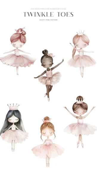 Kit Digital Bailarina Aquarela Premium - Twinkle Toes