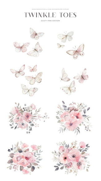 Kit Digital Bailarina Aquarela Premium - Twinkle Toes