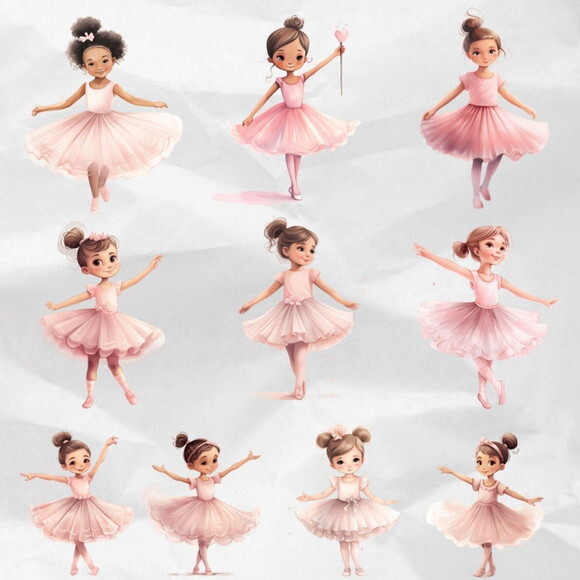 Kit Digital Bailarina Rosa Aquarela - Pink Ballerina (ddm)