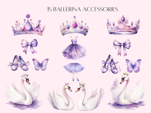 Kit Digital Bailarina Lilás Aquarela Premium Ld