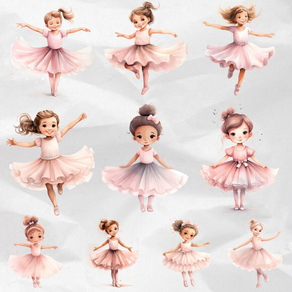 Kit Digital Bailarina Rosa Aquarela - Pink Ballerina (ddm)