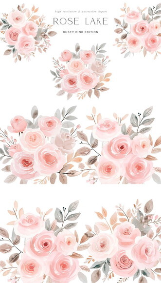 Kit Digital Bailarina Rosa Aquarela - Rose Lake (paa)