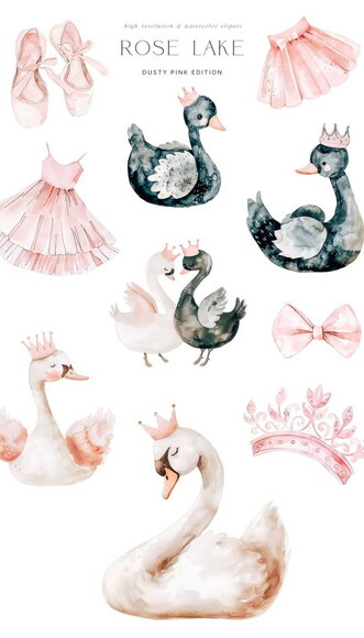 Kit Digital Bailarina Rosa Aquarela - Rose Lake (paa)