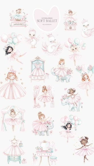 Kit Digital Bailarinas Aquarela #18 Png Premium