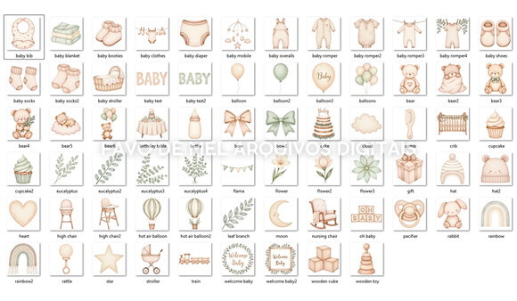 Kit Digital Berçário Chá de Bebê Boho Neutro Aquarela #11