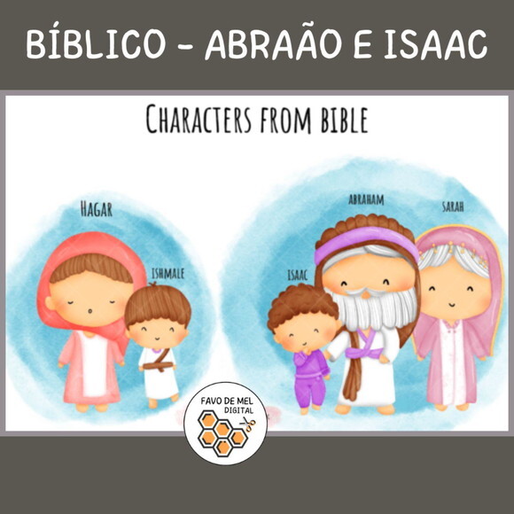 Kit Digital Bíblico Infantil Aquarela - Abraão e Isaac