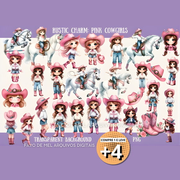 Kit Digital Boiadeira Rosa Aquarela #47