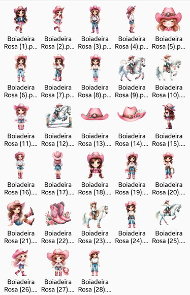 Kit Digital Boiadeira Rosa Aquarela Rustica (pague 1 Leve 5)