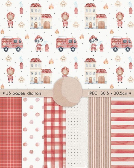 Kit Digital Bombeiros Aquarela Png #03 (pague 1 Leve +4)