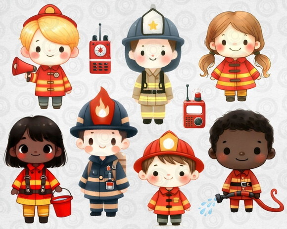 Kit Digital Bombeiros Cute #01 Png