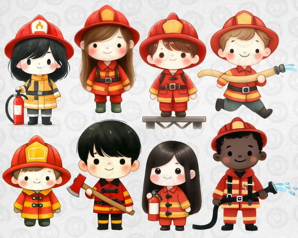 Kit Digital Bombeiros Cute #01 Png