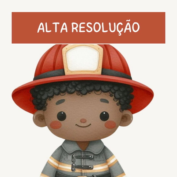 Kit Digital Bombeiros Cute Aquarela Premium Png #02 Sd