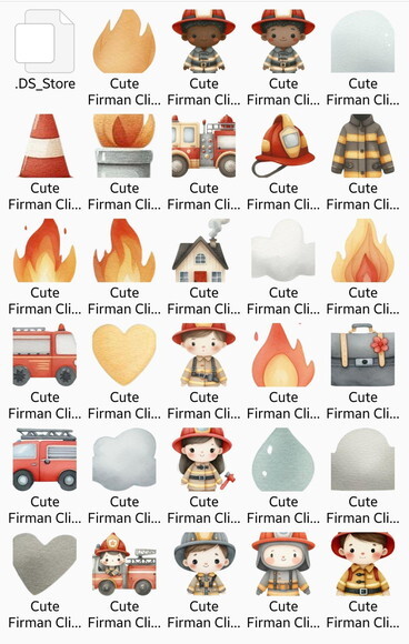 Kit Digital Bombeiros Cute Aquarela Premium Png #02 Sd