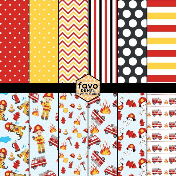 Kit Digital Bombeiros Scrapbook Png #06 (pague 1 Leve +4)