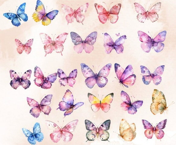 Kit Digital Borboletas Aquarela - Watercolor Butterflies