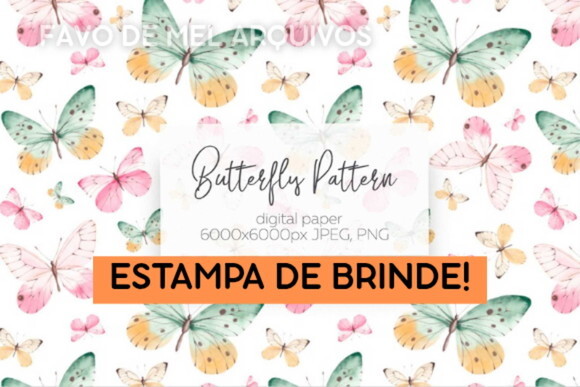 Kit Digital Borboletas Aquarela #8