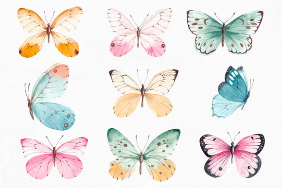 Kit Digital Borboletas Aquarela #8