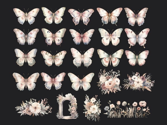 Kit Digital Borboletas Boho Aquarela - Dreamy Butterfly