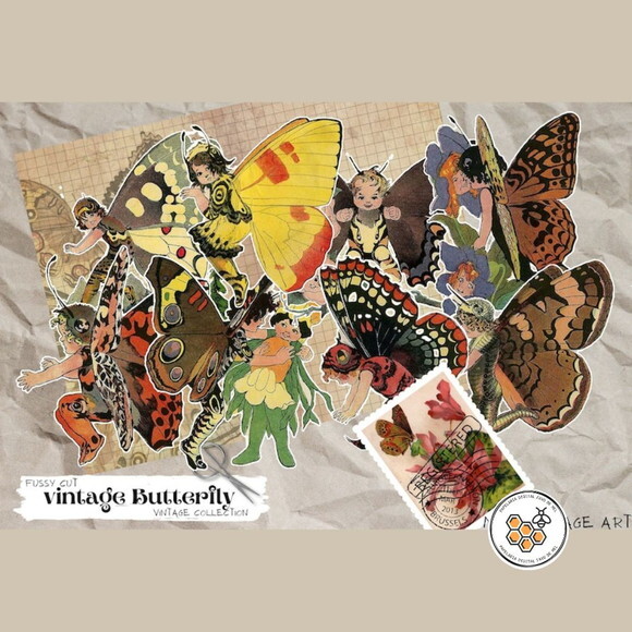 Kit Digital Borboletas Premium - Vintage Butterfly