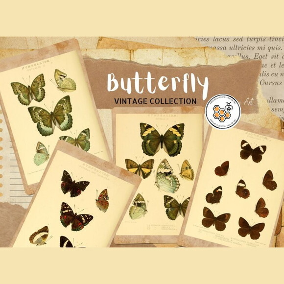 Kit Digital Borboletas Vintage Premium - Butterfly