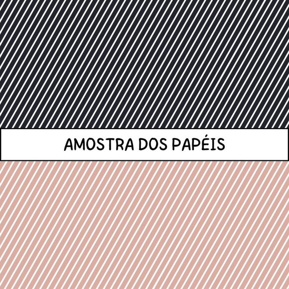Kit Digital Bosque #02 Minimalista Preto Branco e Rosa