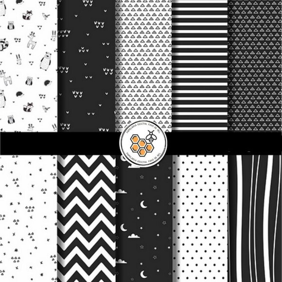 Kit Digital Bosque #10 Minimalista Preto e Branco