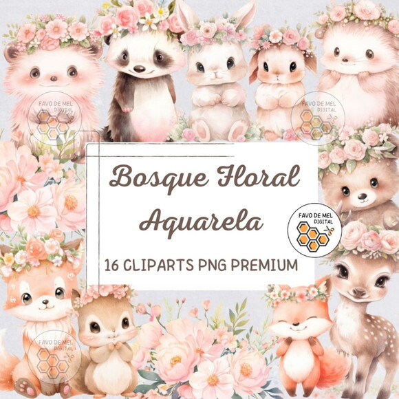 Kit Digital Bosque #13 Boho Floral Aquarela (hc)
