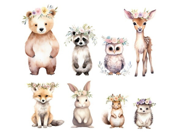 Kit Digital Bosque #21 Floral Aquarela