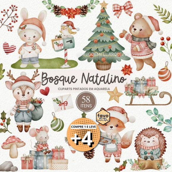 Kit Digital Bosque #23 Bosque Natalino Aquarela